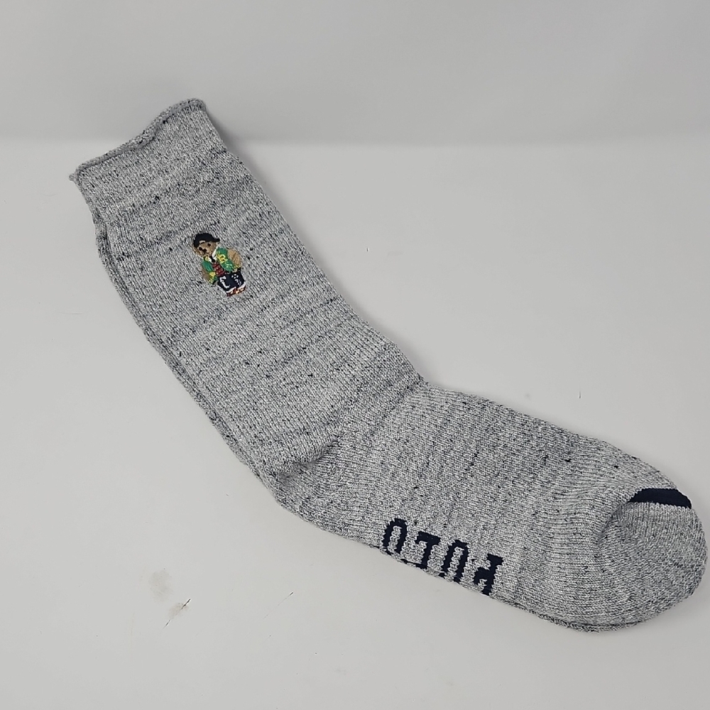 NWT Polo Ralph Lauren Teddy Bear Heather Grey Gray Socks Mens 10-13 Thick Cotton